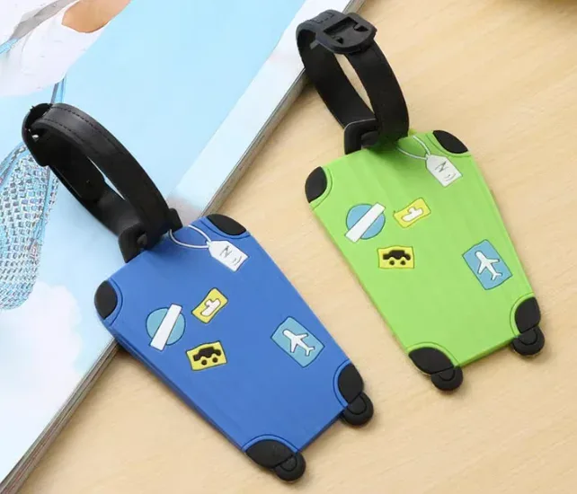 étiquettes d'identification kawaii pour voyages d'affaires, étiquettes de bagage en silicone pour sacs à dos et sacs à main, étiquettes nominatives pour valises avec sangle