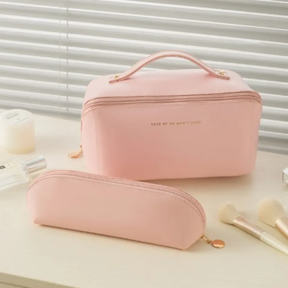 sacs à cosmétiques en pu, grande capacité, lavables, en cuir pu, trousse à crayons imperméable, fournitures de papeterie scolaire