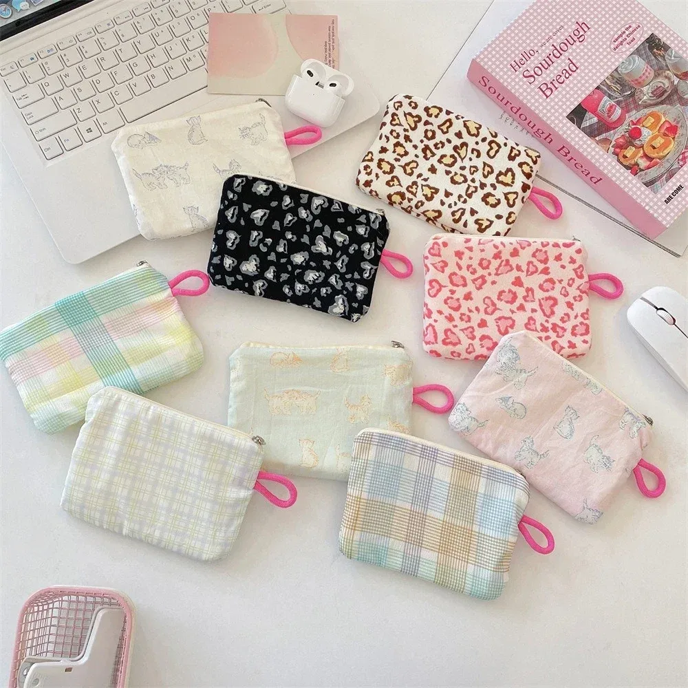 nouveau imprimé mini maquillage rouge à lèvres pochette de rangement porte-monnaie sac de carte mignon femmes cosmétique organisateur sac portable petit sac de rangement