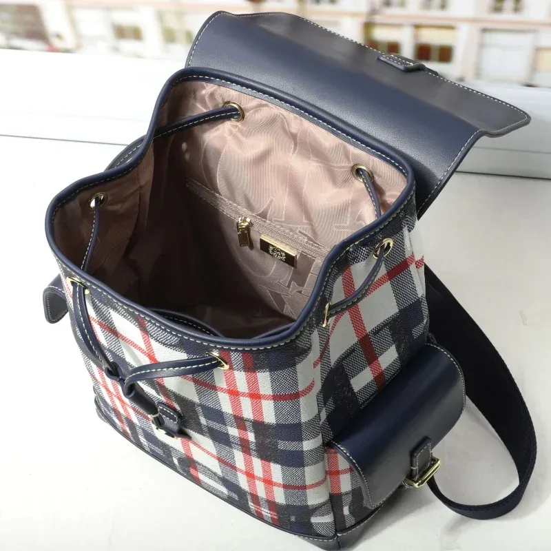 ch nouvelles femmes sac à dos motif à carreaux noir rouge couleur bloc dames sac boucle détail décontracté voyage quotidien bandoulière mode sac
