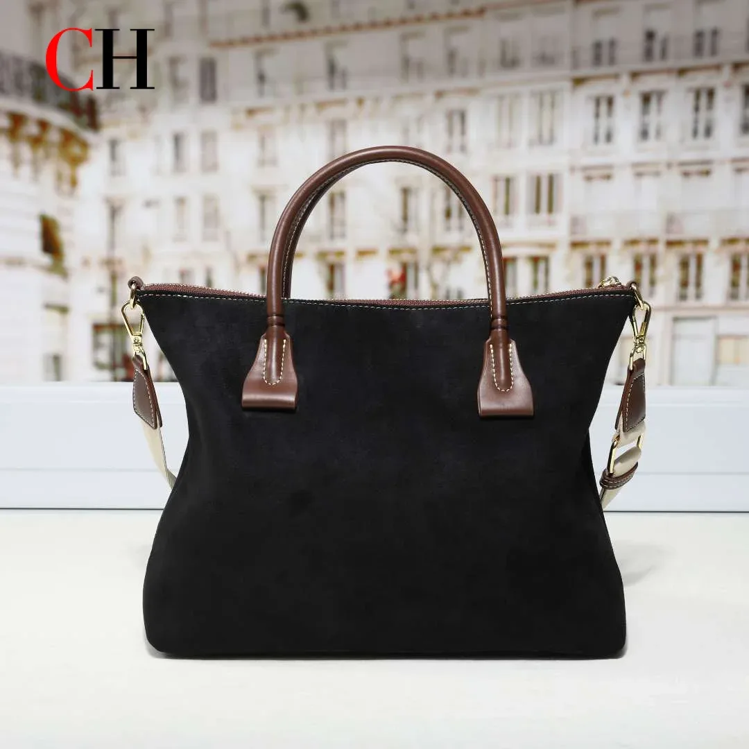 sac fourre-tout grande capacité en suède noir pour femme avec large bandoulière – sac à main et sac bandoulière tendance pour les trajets quotidiens et les voyages