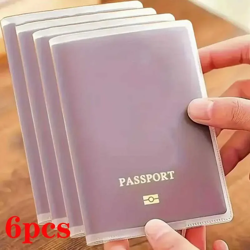 6 pièces voyage étanche saleté porte-passeport couverture portefeuille transparent pvc porte-carte d'identité affaires porte-carte de crédit étui pochette