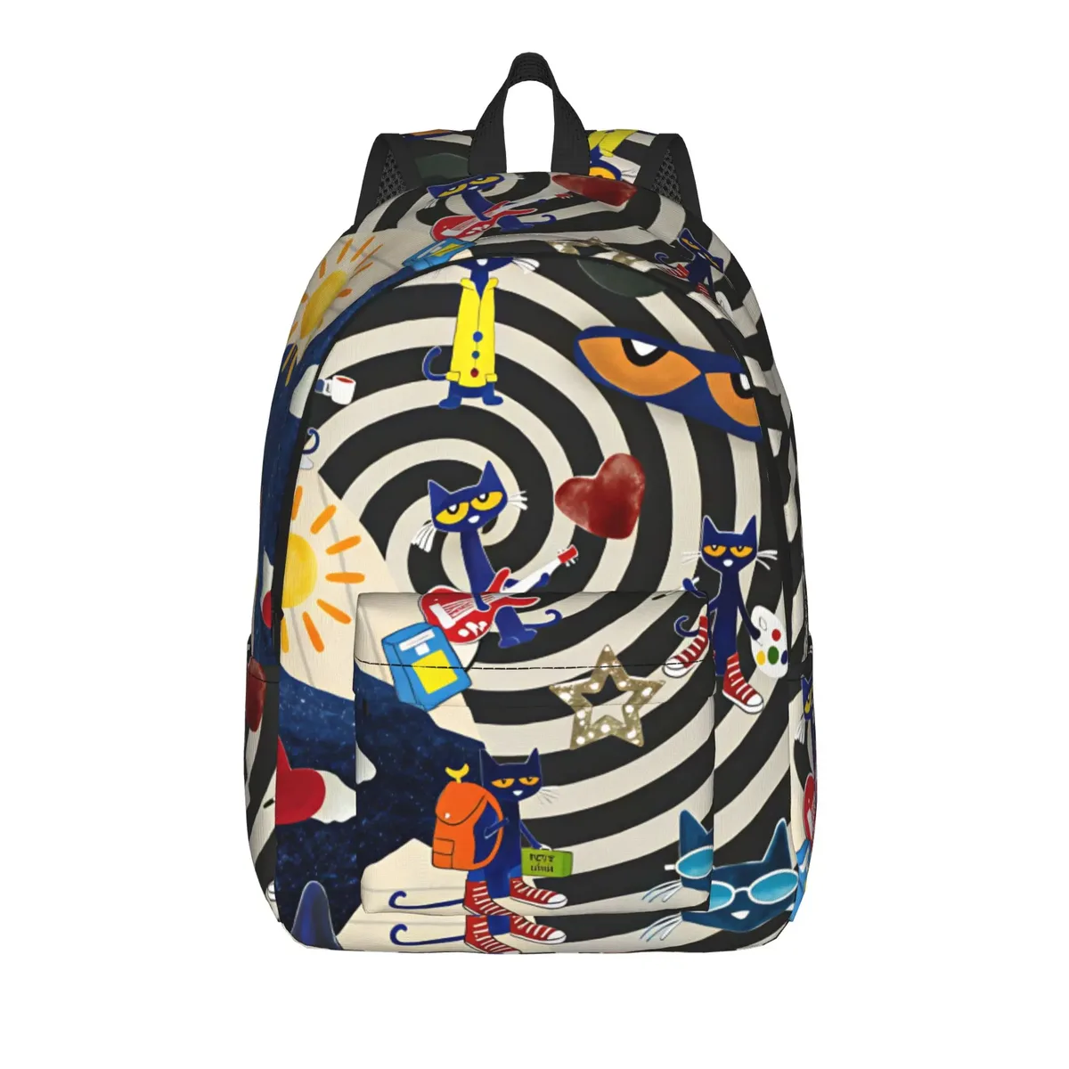 sac à dos pete the cat i love my white shoes pour garçon, en polyester, grand sac à dos esthétique pour l'école secondaire, idéal pour l'entraînement