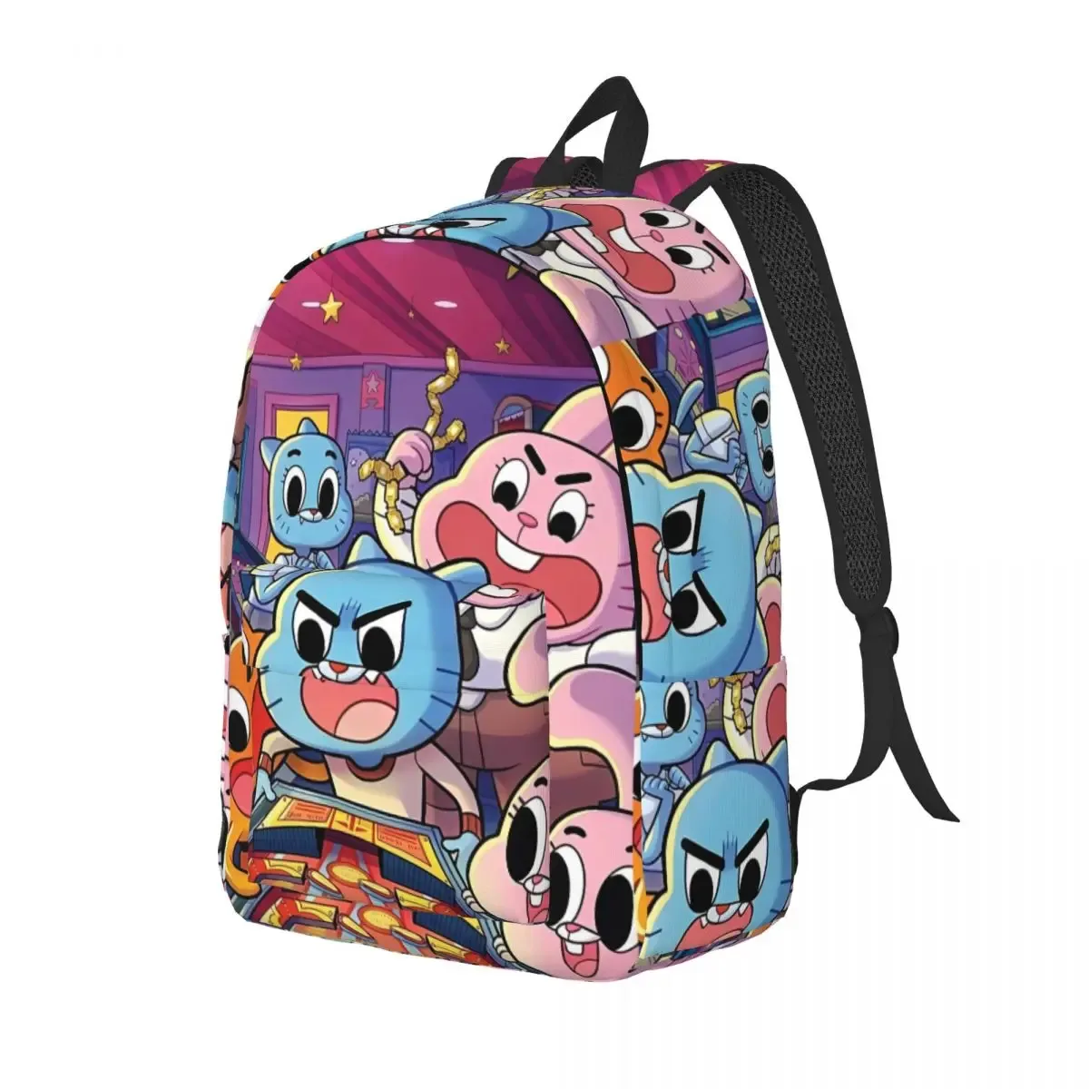 gumball pixel art modèle sac à dos pour hommes femmes étudiant randonnée sac à dos comédie incroyable monde de gumball ordinateur portable sacs en toile