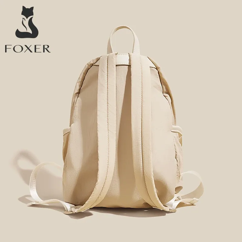 foxer-sac à dos en tissu de coton imperméable pour femme, sac à dos solide simple pour document, sac d'école pour ordinateur portable, sac de livre de voyage pour adolescente, mode