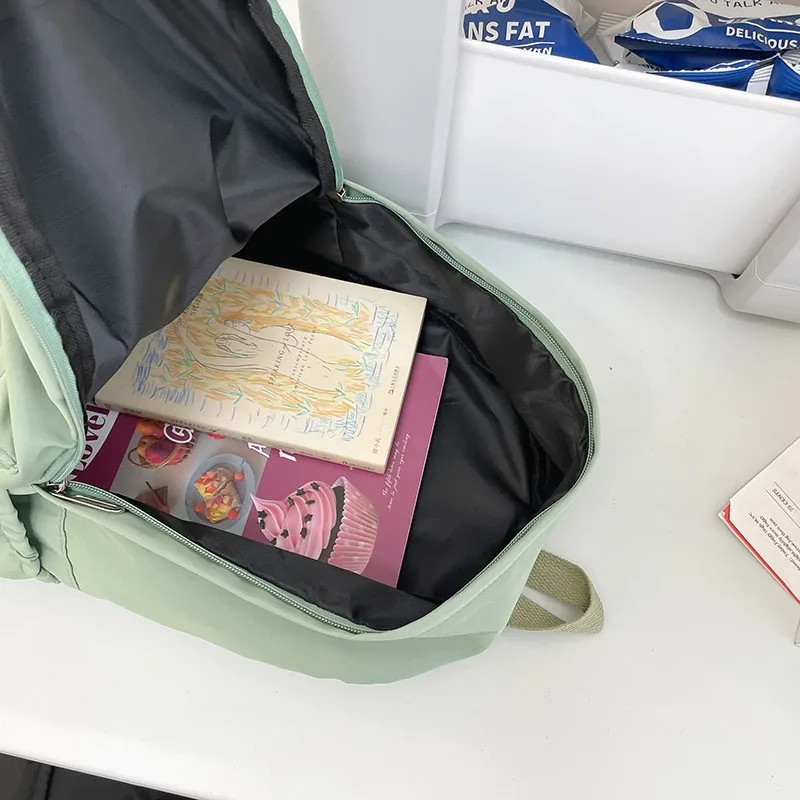 sac à dos léger de couleur unie pour lycéens, sac décontracté multifonctionnel, pour l'école, les voyages, l'usage quotidien, design simple