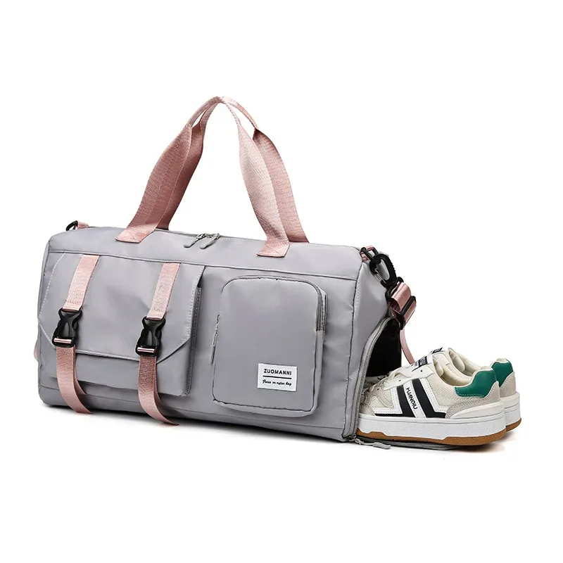 sac de voyage imperméable avec compartiment séparé pour chaussures, sac de sport à compartiments sec/humide, sac bandoulière pour yoga et courts séjours