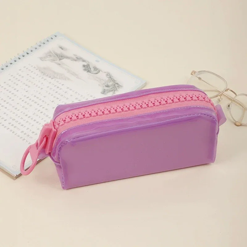 étui à crayons transparent en pvc de grande capacité, étui à crayons stimulant la dopamine, cadeau de rentrée scolaire, organisateur de papeterie durable.