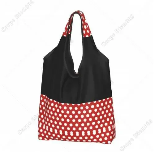 sac à provisions rick cartoon pour femme, sac fourre-tout pliable, sacs d'épicerie portables, respectueux de l'environnement, taille unique, pois, nœud