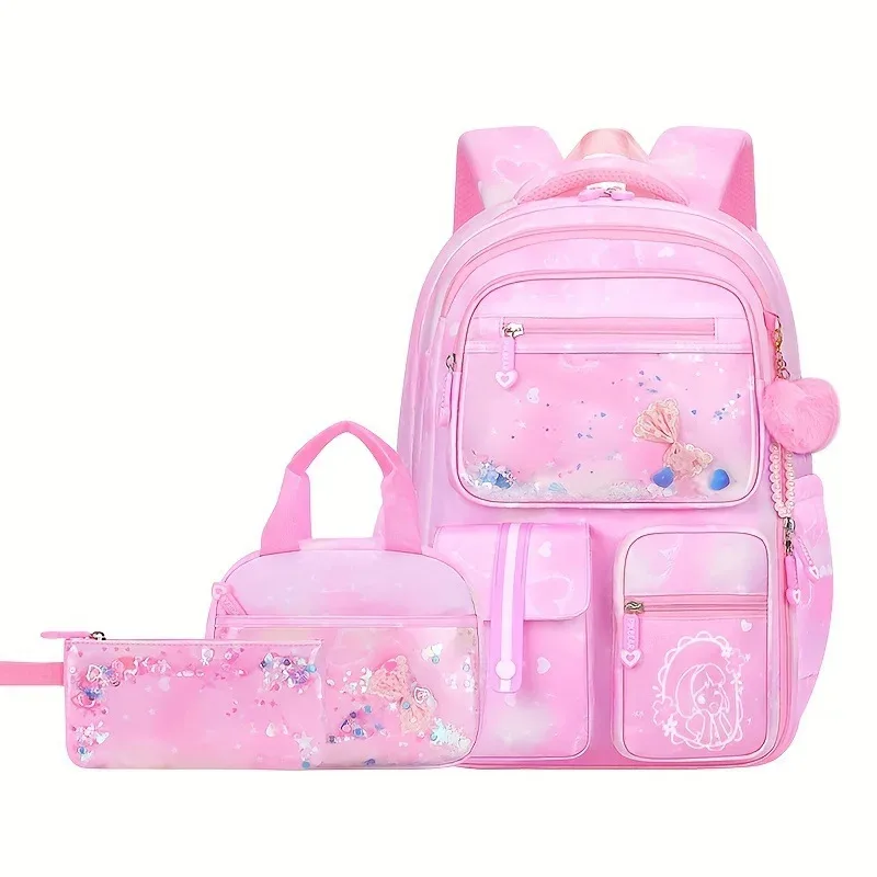 ensemble de 3 sacs à dos scolaires pour filles, mignons et élégants, grande capacité, protection de la colonne vertébrale, légers, sacs à dos pour enfants d'école primaire
