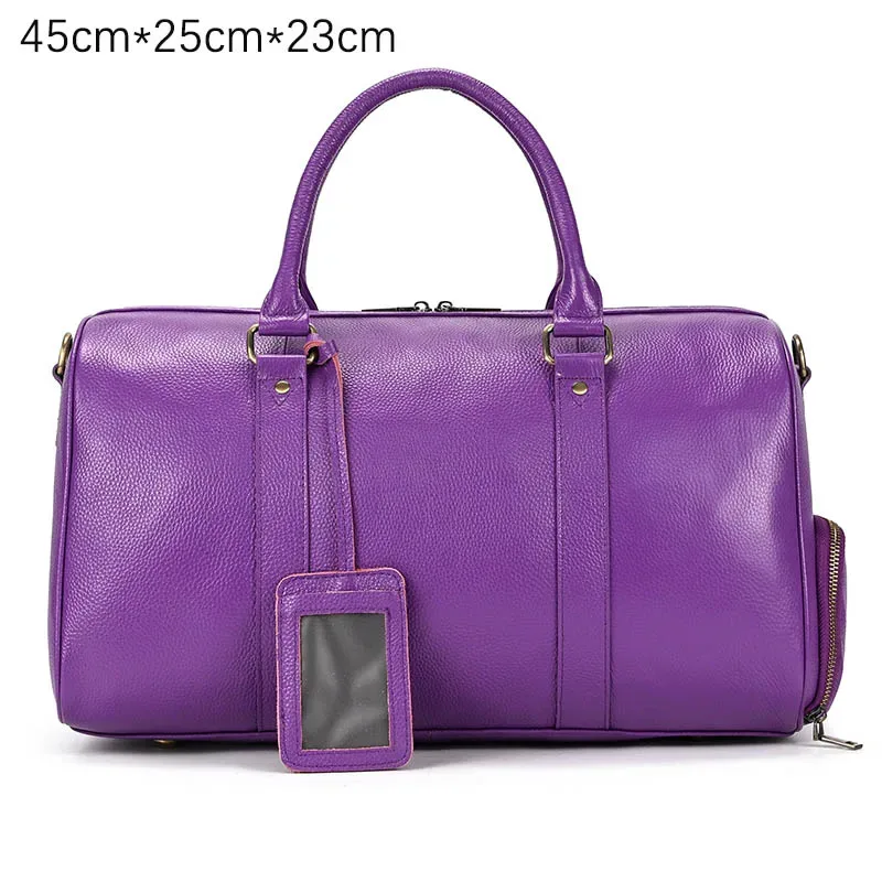 sac de voyage en cuir véritable de grande capacité pour hommes et femmes, en cuir de vache noir souple, polochon de voyage décontracté, grand sac à bandoulière pour week-end