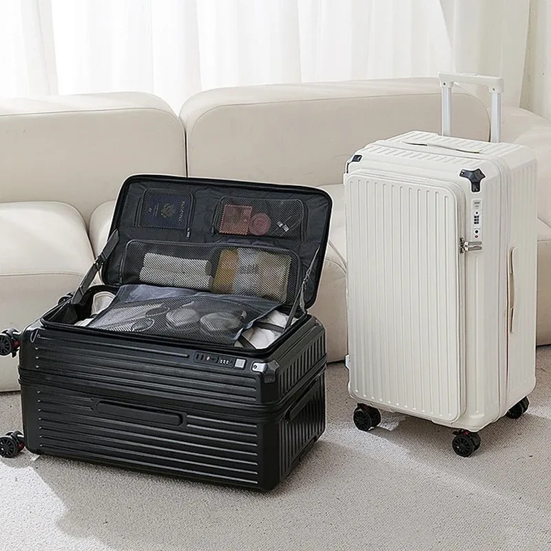 valise extensible multifonctionnelle de 20 pouces avec compartiment à ouverture frontale compatible avec la carte d'embarquement pour hommes et femmes