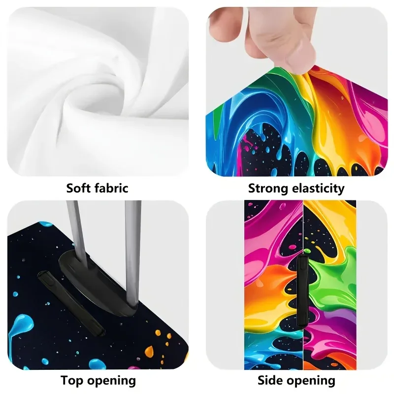 housse de valise colorée à imprimé éclaboussures : un accessoire de voyage extensible pour valises de 18 à 32 pouces
