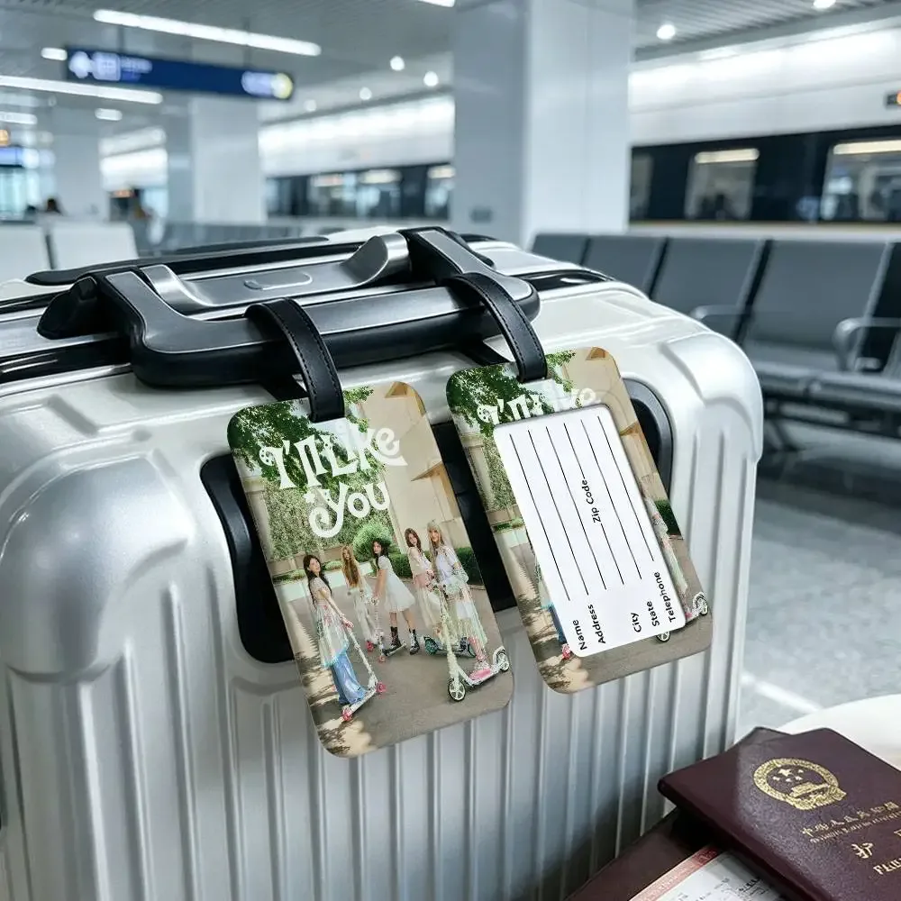 étiquette d'identification de bagage en pvc du groupe kpop i-illit, porte-carte d'informations anti-perte, étiquette de nom pour valise de voyage