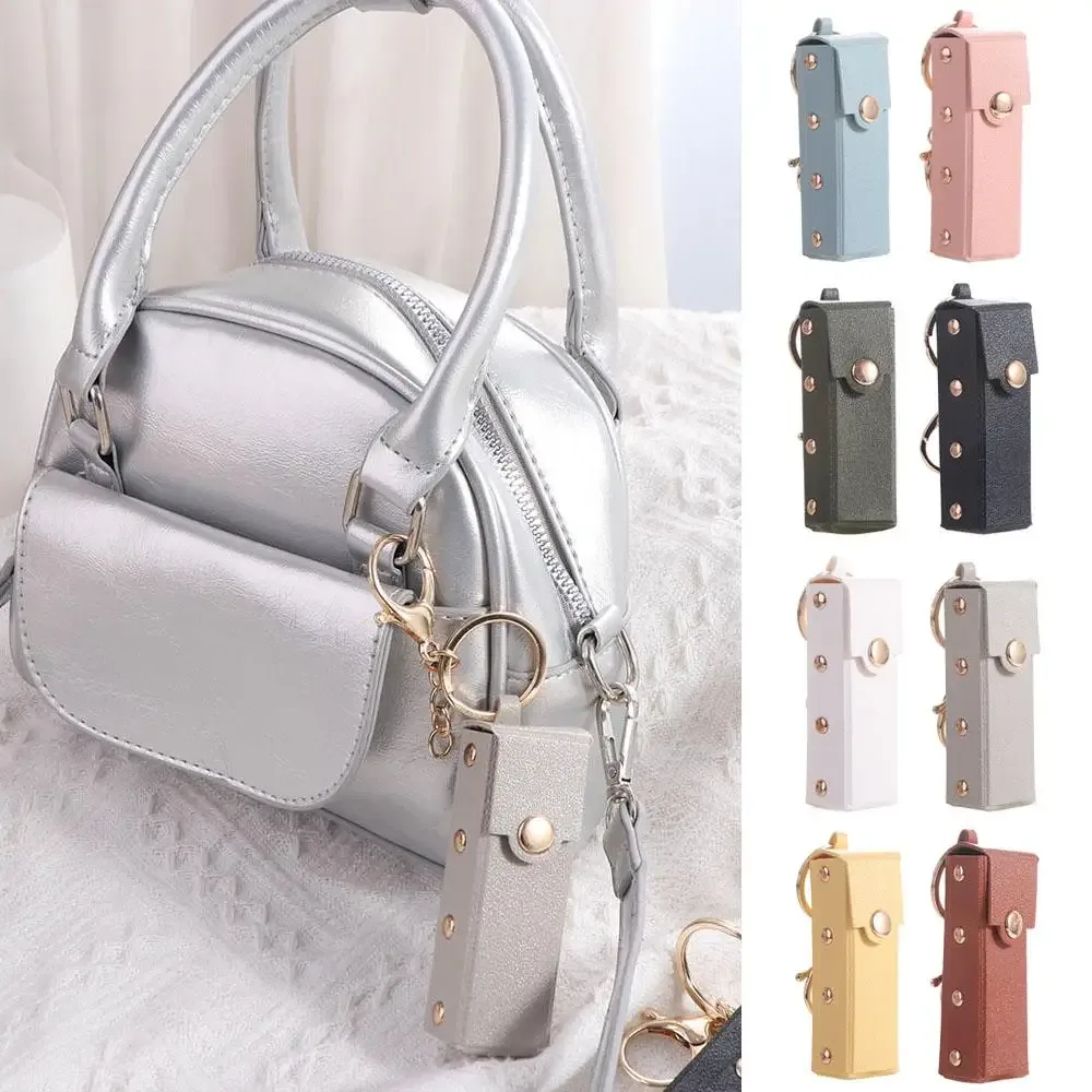 pochette à rouge à lèvres portable et étanche avec porte-clés, étui de rangement en cuir souple pour rouges à lèvres, housse de protection cosmétique