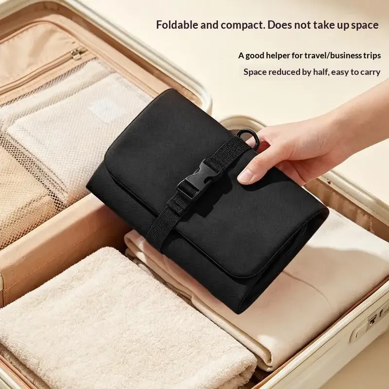 trousse de toilette pliable et détachable, grande capacité avec crochet, sac de rangement pour articles de toilette pour hommes en voyage d'affaires, sac de voyage pour cosmétiques pour femmes