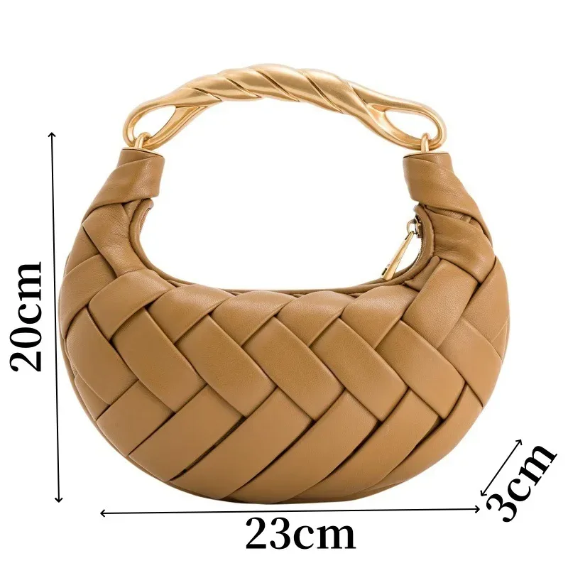 sac bandoulière tissé de luxe en forme de dumpling, sac à main artisanal, petit sac à bandoulière décontracté de créateur pour femme