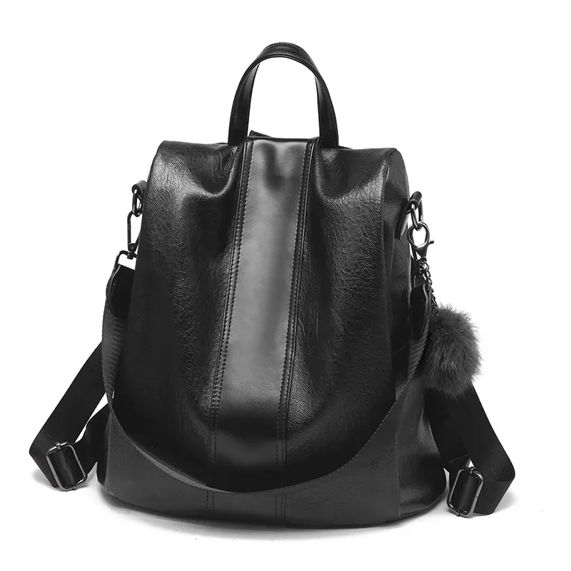 sac à dos anti-vol en cuir brodé sur mesure pour femme, sac d'école boule de cheveux, sacs de voyage grande capacité pour adolescentes et hommes