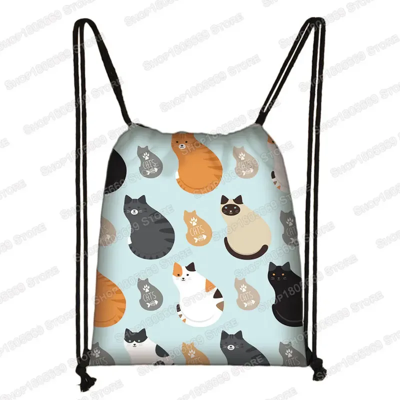 kawaii dessin animé chien chat sac à dos femmes sacs à cordon toile sac à bandoulière pour voyage filles sac à dos sacs de rangement porte-chaussures