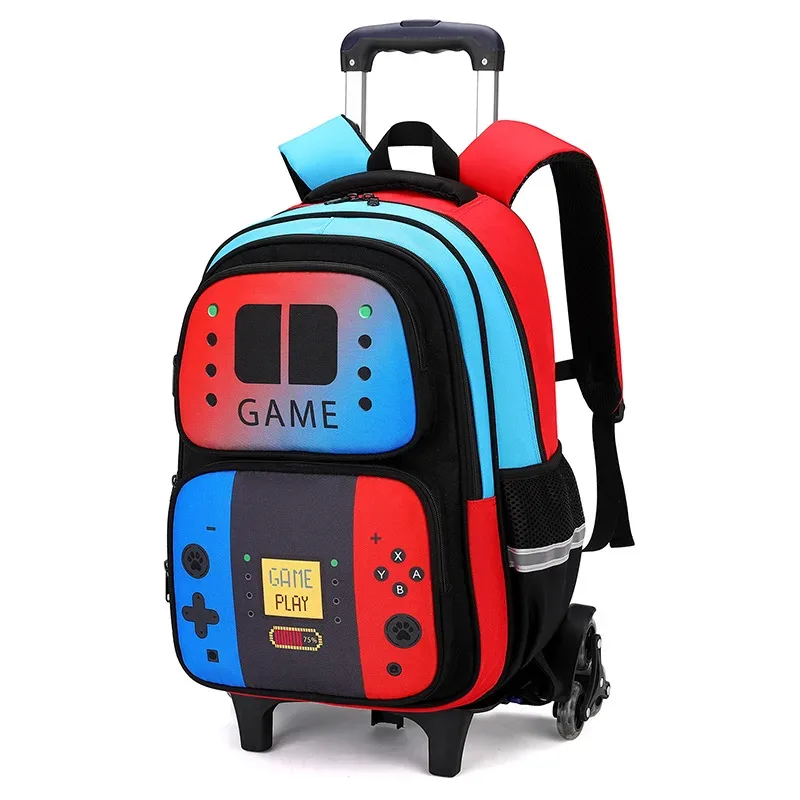 sac d'école enfants sac à dos roulant pour garçon sac à dos à roulettes sac d'école avec roues chariot bookbag bagage à main avec sac à déjeuner