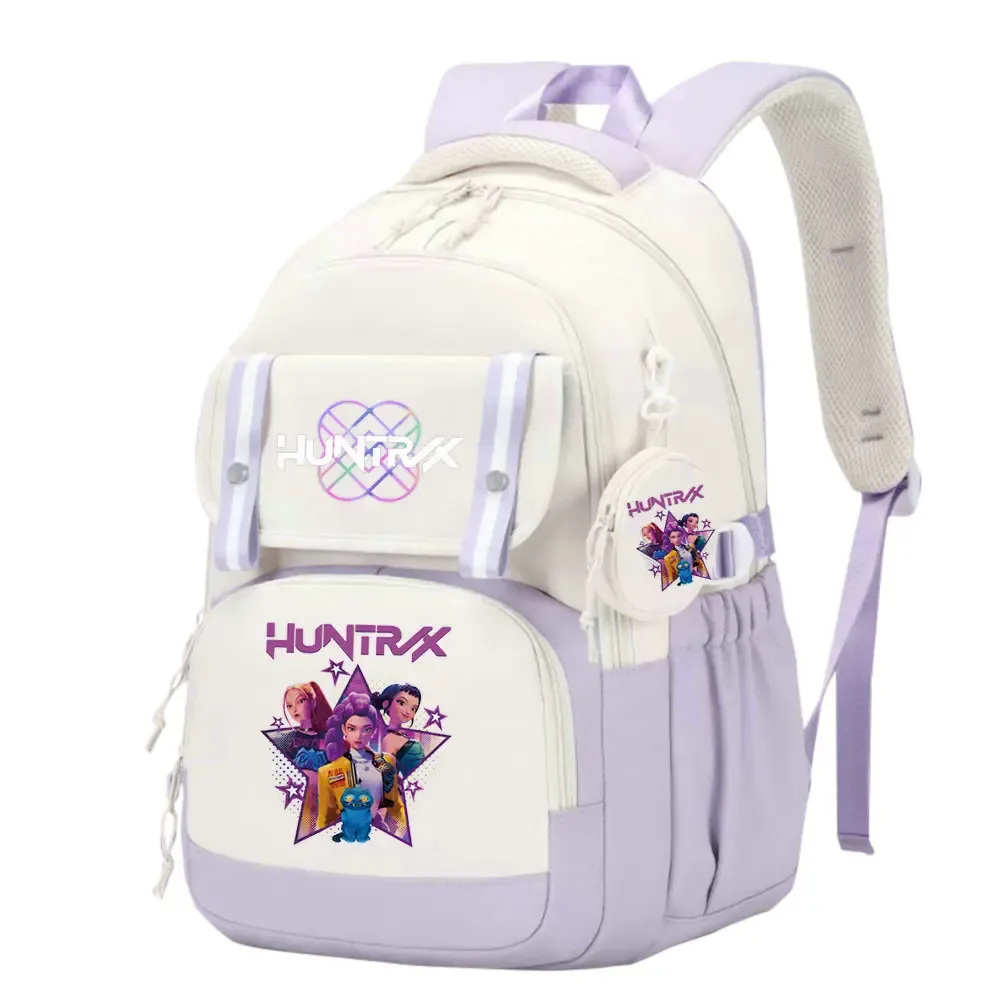 sac d'école kpop demon hunters pour enfants, grande capacité, sac à dos d'étudiant de haute qualité, imprimé avec des personnages de dessins animés mignons, sac à dos de voyage