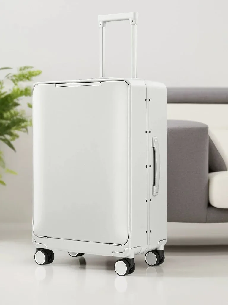 valise aérospatiale en aluminium à ouverture frontale avec serrure tsa 360 ° spinner wheels bagage de cabine de voyage d'affaires à accès rapide