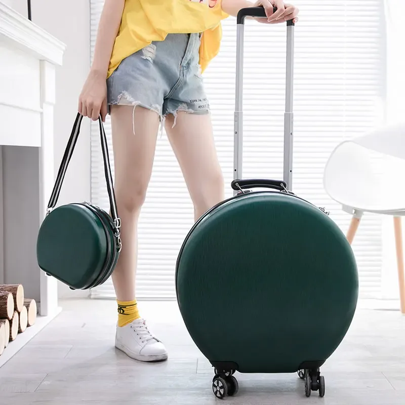 2025 nouvelle valise femme 18 pouces étui de maquillage à main bagage rond roue universelle valise ensemble petit sac de voyage 18 pouces