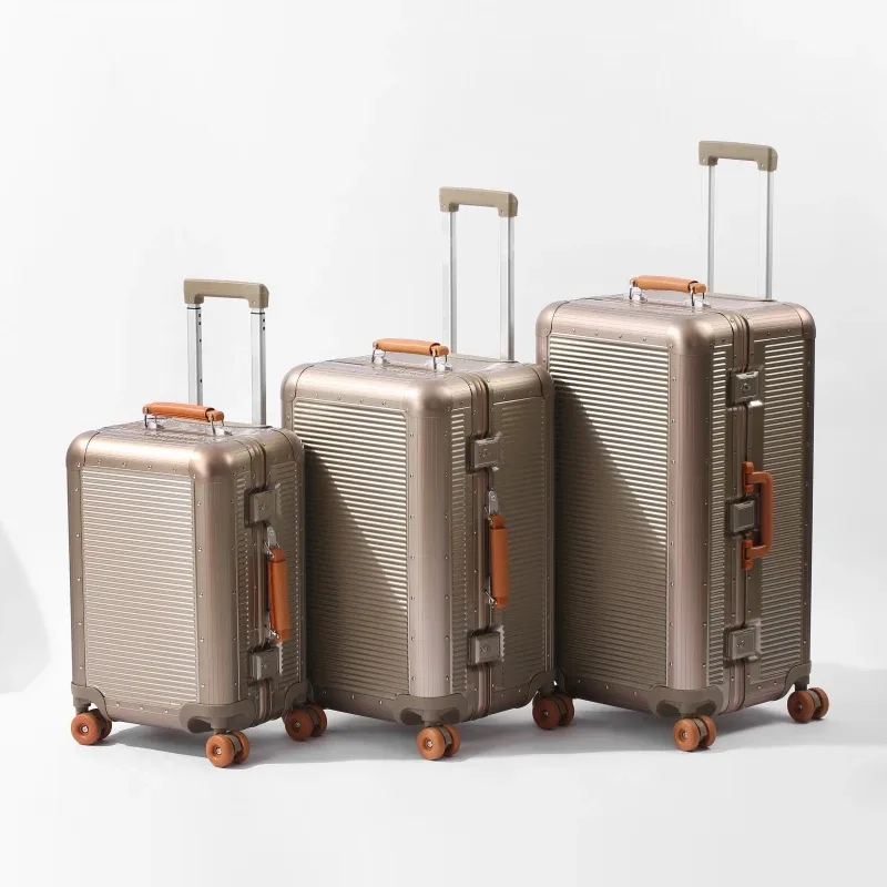 nouvelle valise 2026 avec cadre en aluminium, serrure tsa, sac de voyage à roulettes, matériau pc de haute qualité, bagage à roulettes 20/24/28 pouces