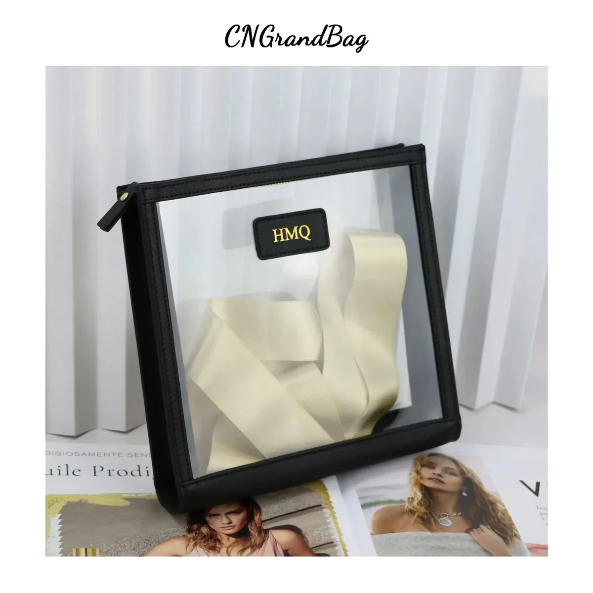 sac de lavage en pvc imperméable personnalisé, sac à cosmétiques en cuir à motif lisse, trousse de toilette transparente, sac de rangement de cosmétiques de voyage, pochette