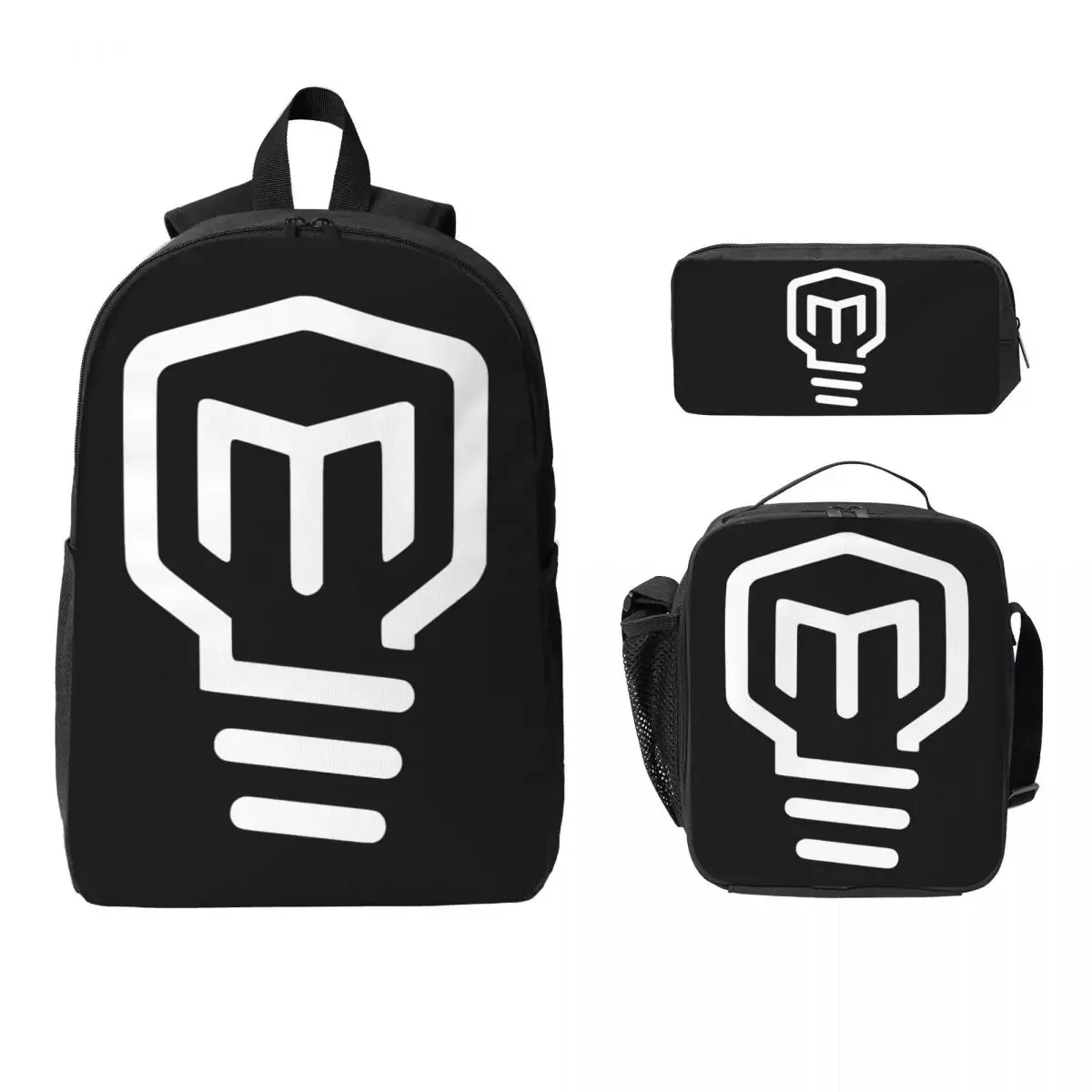 mark rober sac à dos avec logo hd pour étudiants, garçons et filles, sac d'école, sac à bandoulière pour ordinateur portable, 3 pièces, sac à déjeuner isotherme, trousse à crayons
