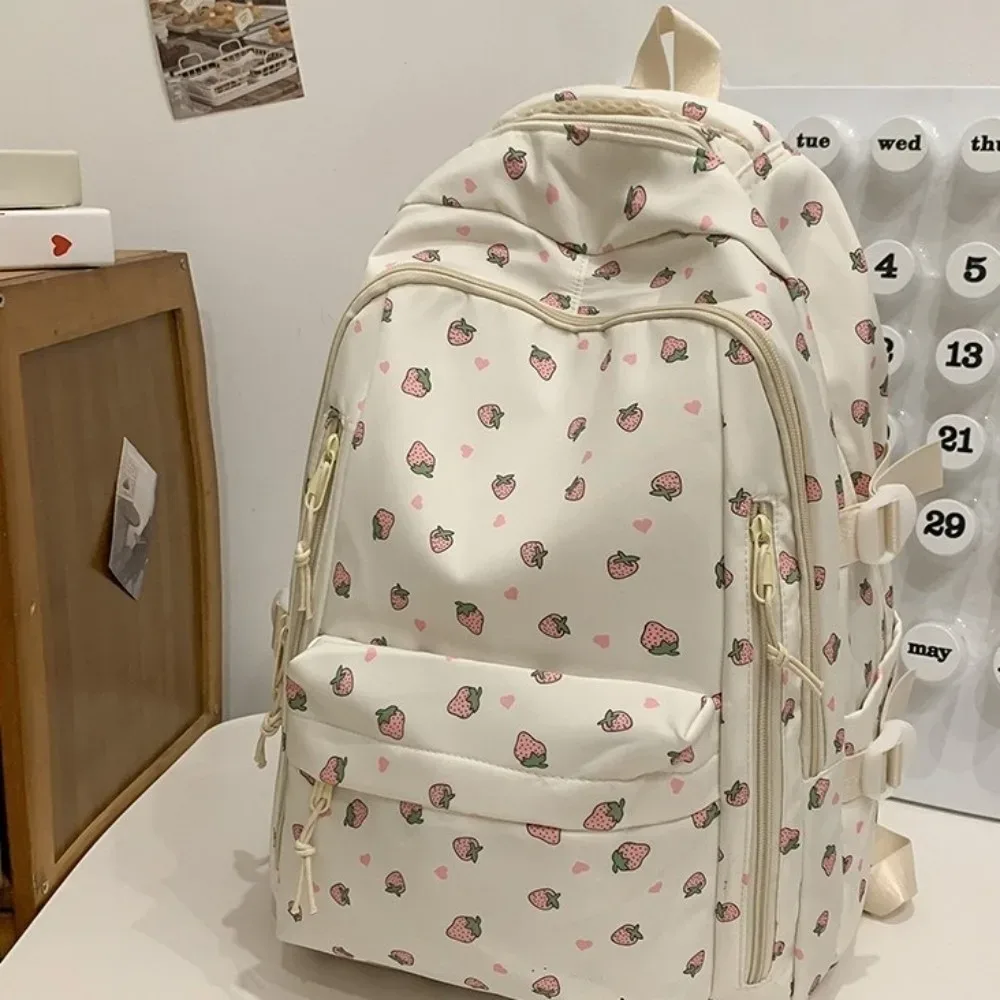 sac à dos grande capacité à imprimé floral, multi-poches, motif nœud épaissi, léger et durable, pour l'école primaire