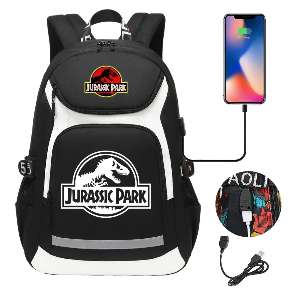 208.assic world park dinosaur school plebags, sacs à dos de voyage pour ordinateur portable, usb, adolescents, femmes, hommes, bol, garçons, enfants