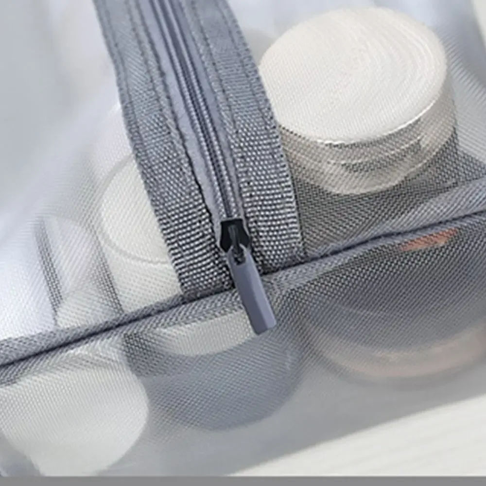 sac de toilette transparent en maille de grande capacité pour femmes, sac à cosmétiques, trousse de maquillage à fermeture éclair, sac de rangement de soins de la peau, sac de rangement coréen