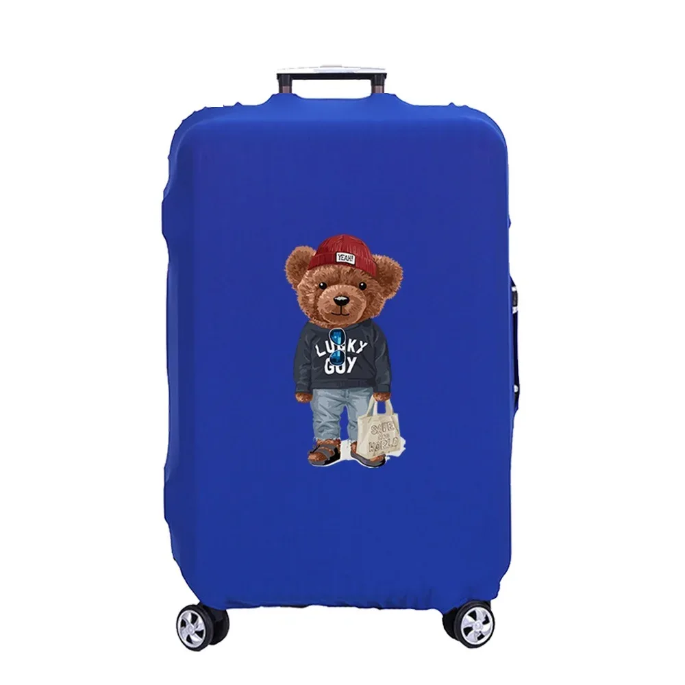 housse de protection pour valise de voyage, housse de protection élastique contre la poussière, adaptée aux valises de 18 à 32 pouces, motif ours de voyage à la mode