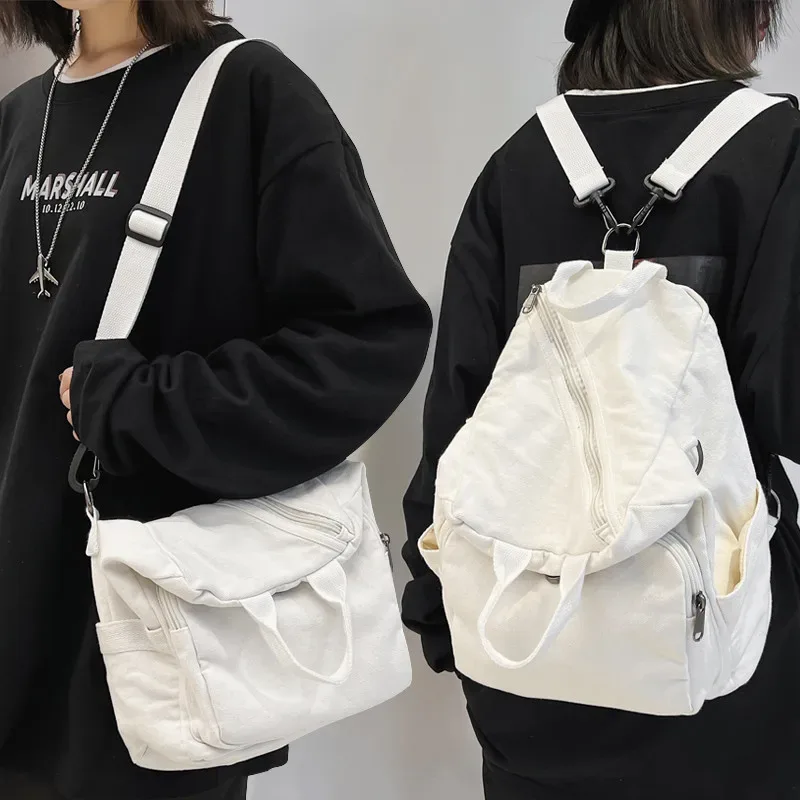 sac à dos décontracté en toile pour femme, grande capacité, sac d'école, sac de voyage pour étudiante, sac à main vintage pour femme, sac à bandoulière, sac à dos
