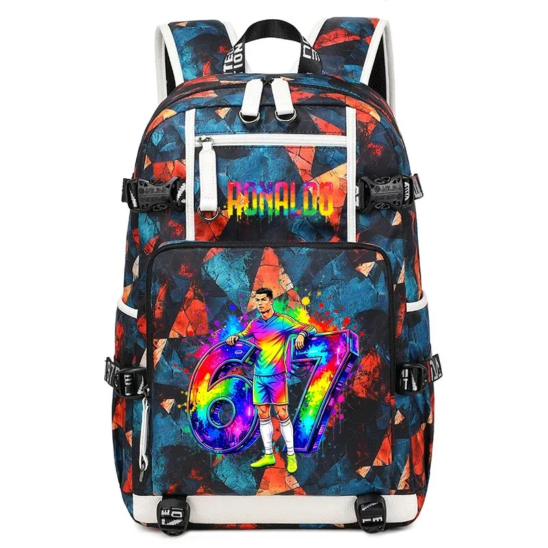 cr7 ronaldo 67 sac à dos imprimé de grande capacité pour étudiants, adolescents, enfants, sac à dos de voyage pour l'école