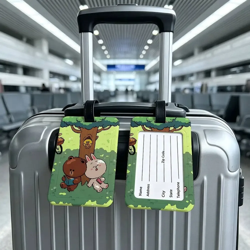 l-line animation friends étiquette de bagage universelle en pvc anti-perte avec carte d'information pour valise et sac à dos