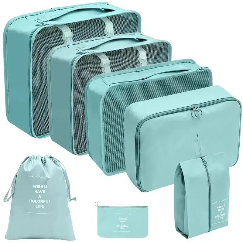 ensemble de 7 sacs de rangement de voyage, emballage de valise, valise cubique, bagage cartable, sac organisateur de vêtements et de chaussures, pliable, facile à prendre