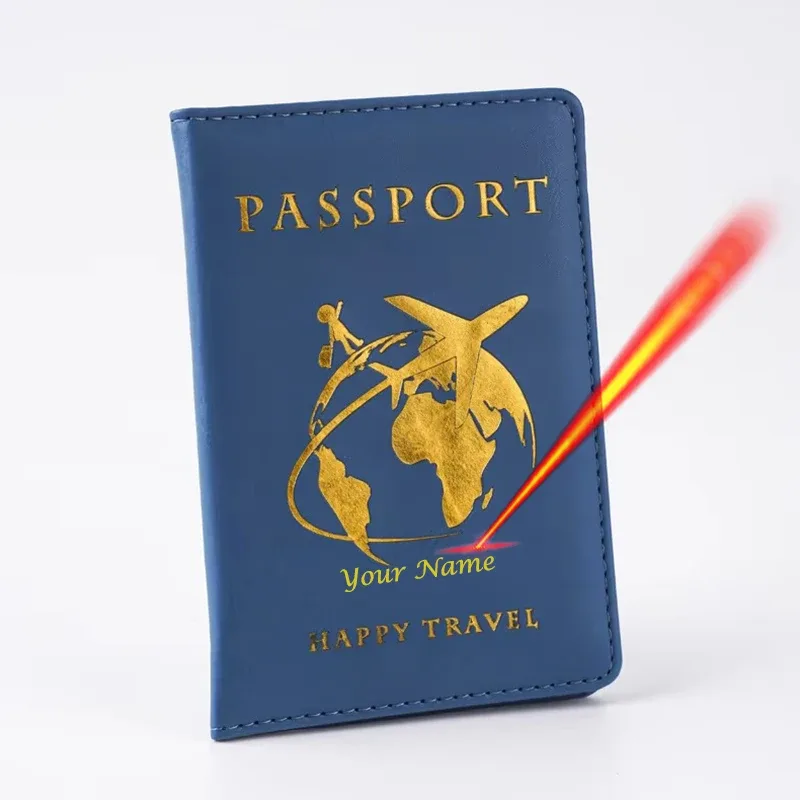 porte-passeport personnalisé pour avion, couvre-passeport de voyage, étui en pu à la mode pour cartes et billets
