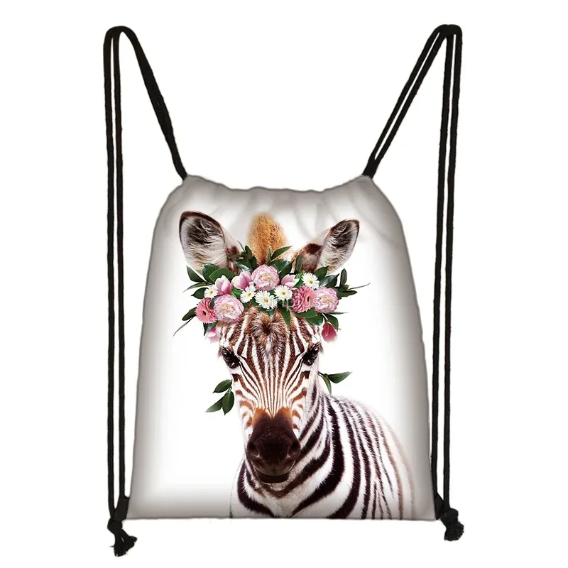 sac à cordon de serrage mignon animal koala femmes hommes mode sac de rangement panda/zèbre fille voyage loisirs sac à dos pliable