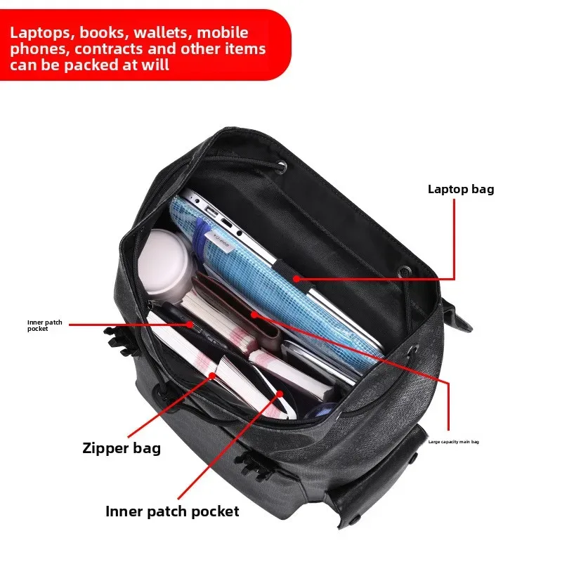 sac à dos tendance pour hommes, sac pour ordinateur portable 15.6 pouces, sac de voyage de grande capacité, sac d'école imprimé en cuir véritable