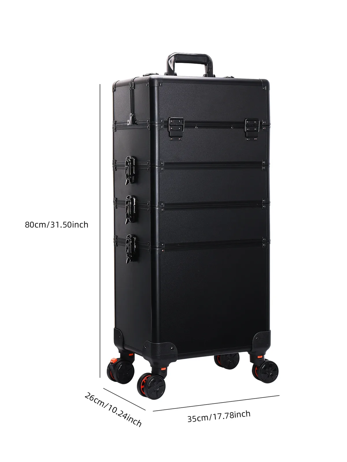 trousse de maquillage à roulettes détachable, grand chariot de rangement pour cosmétiques, 4 couches, organisateurs de maquillage de grande capacité, étui de voyage avec clé