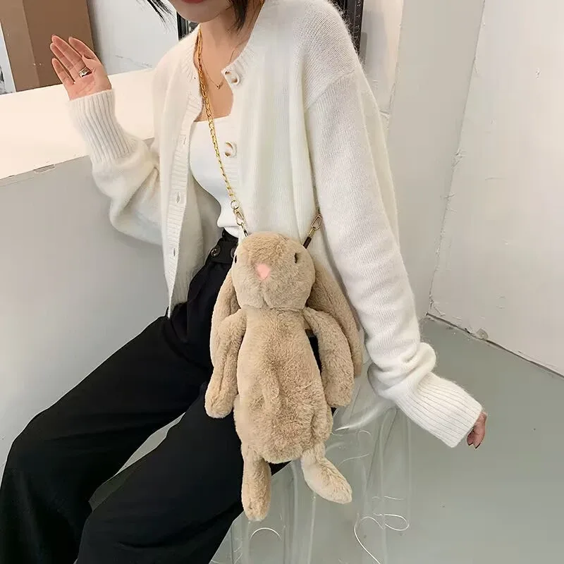 sac à dos de poupée en peluche, mignon sac à bandoulière en chaîne pour fille, sacoche à épaule simple douce, sac à dos de voyage