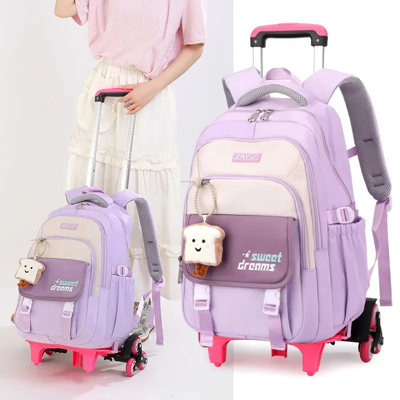 sacs à dos scolaires à roulettes pour filles, mochila, sac à dos enfant, bagage à roulettes, sac à dos scolaire