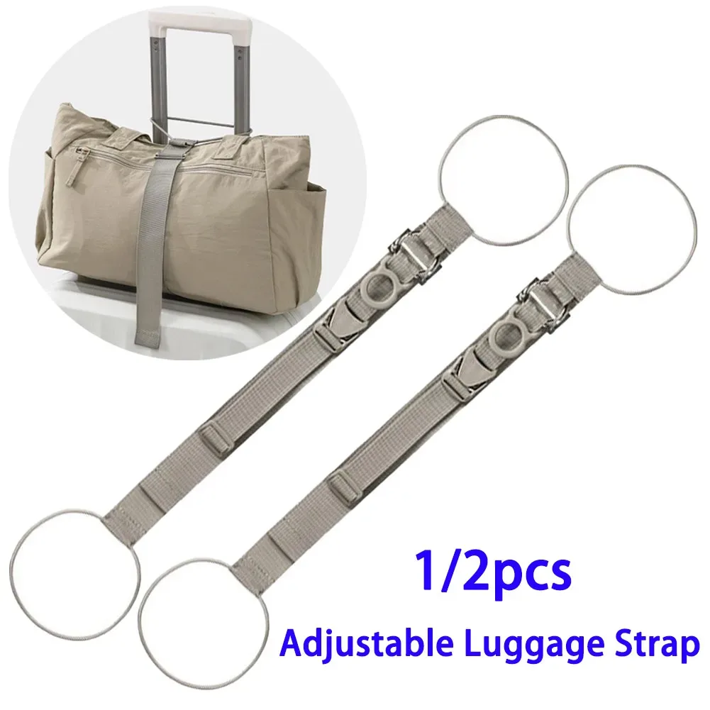 1/2 sangles de bagage réglables pour valise, connecteur de bagage portable, support de sac à main pour poignée de chariot