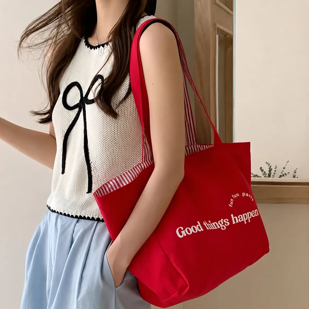 sac fourre-tout réversible grande capacité, sac double face pour les voyages de loisirs, les cours universitaires et les trajets quotidiens