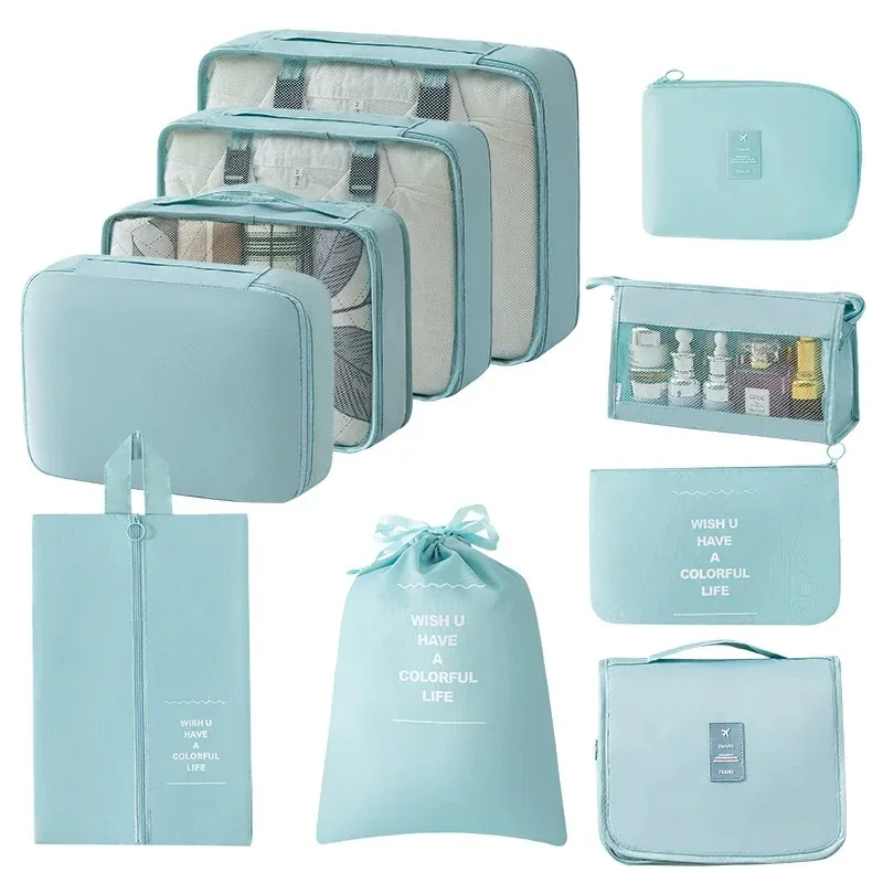 ensemble de sacs de rangement de voyage 7/8/9/10 pièces, organiseur de toilette numérique, cubes de rangement pour valise, pour vêtements, chaussures et pochettes de rangement