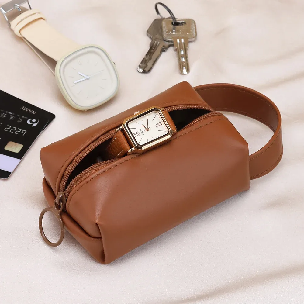 mini trousse de maquillage pour sac à main, trousse à cosmétiques en pu, trousse de toilette étanche, trousse de maquillage de voyage, rouge à lèvres, pochette à cosmétiques, organisateur de voyage