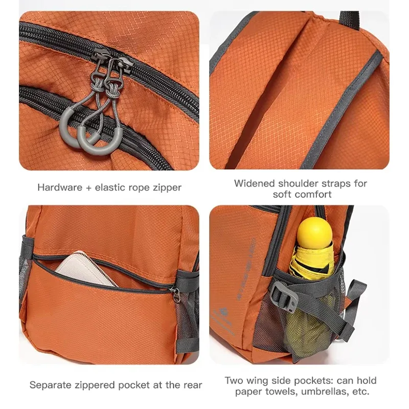 sacs à dos fouvor techwear pliables, résistants à l'eau, légers, grande capacité, pour voyages en plein air, randonnée, sac à dos de jour 3037-05
