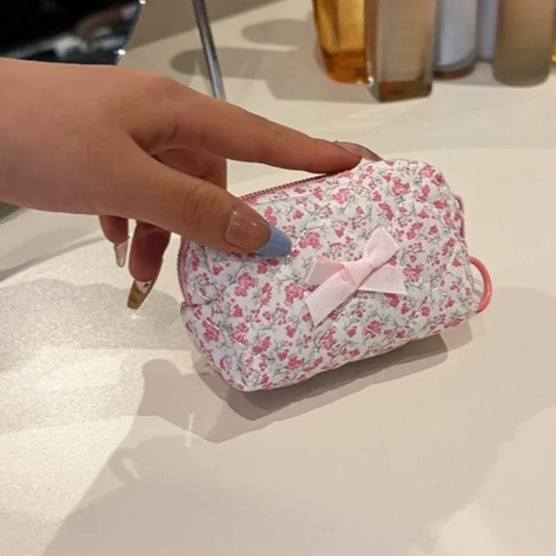 kawaii voyage petit cosmétique rouge à lèvres écouteur sac de rangement sac à main femmes portable mini maquillage sacs à main portefeuille pochette sacs organisateur